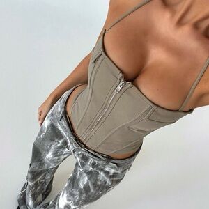 Outcast Tan Corset Tank Top